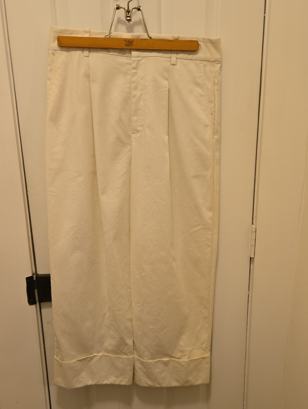 Ralph Lauren Off-White Cropped Wide Leg Trousers